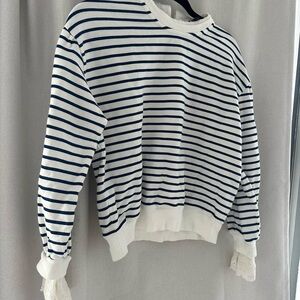 J. Crew Navy and White Striped Top